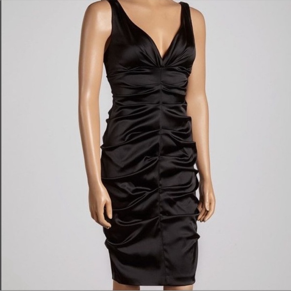 Nordstrom Xscape by Joanna Chen Satin Ruched Midi Dress